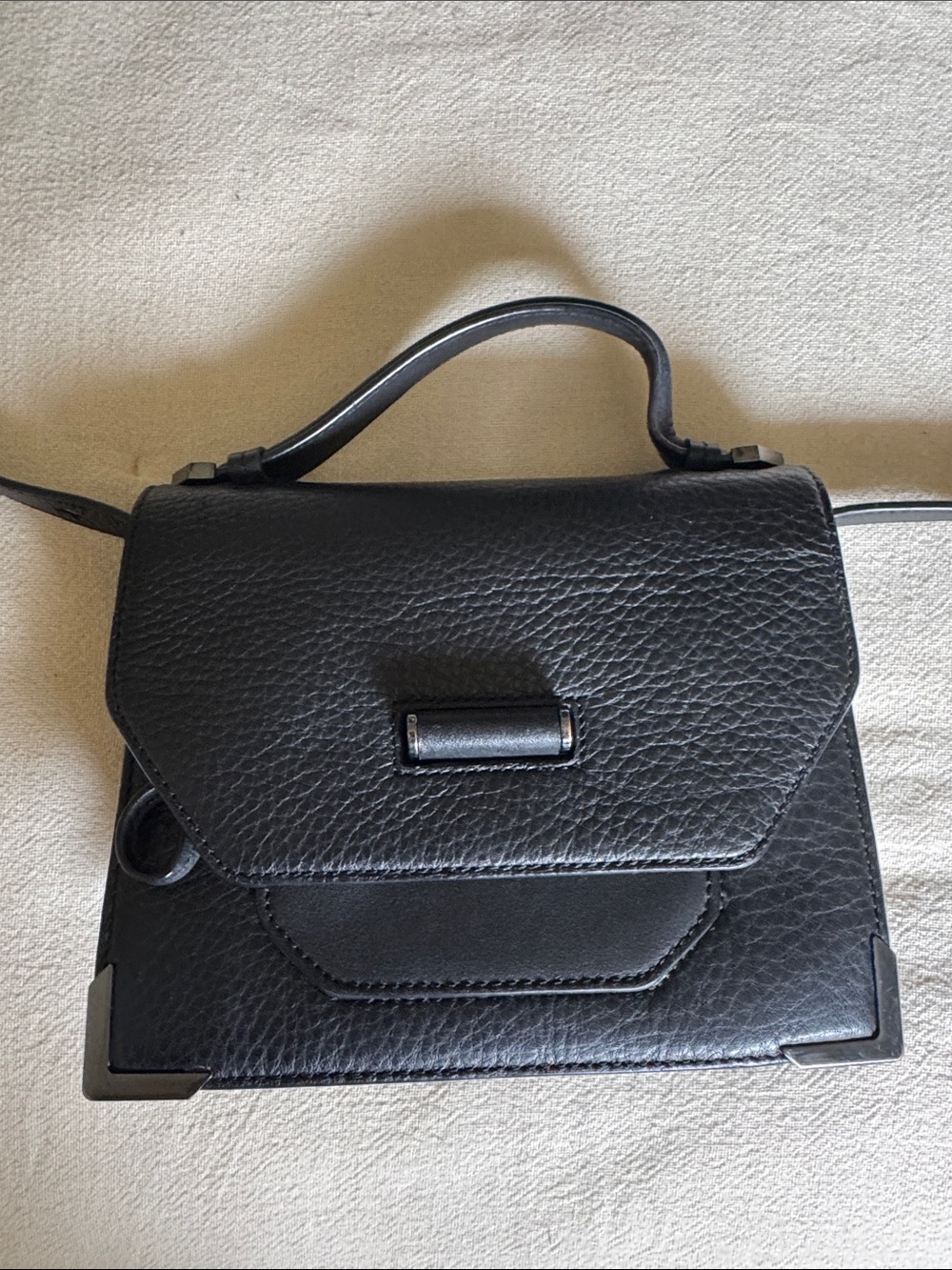 Mackage Black Pebbled Leather Satchel with Top Handle